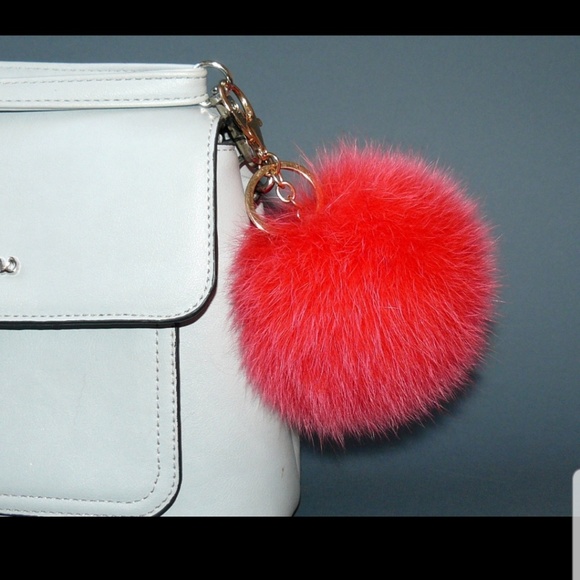 FOX FUR PINK POM POM ACCESSORY FOR BAG - Picture 3 of 3